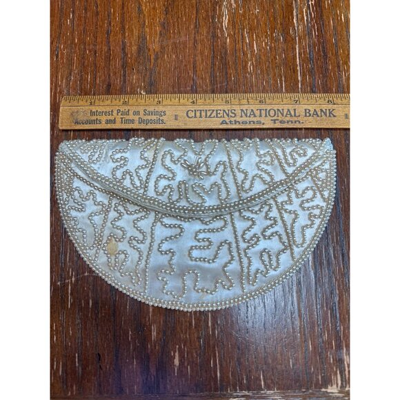 Vintage 50s Beaded Champagne Colored Hand Bag Clutch - Picture 8 of 9